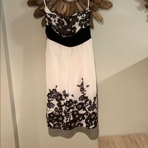 Black and white floral chiffon like strapless